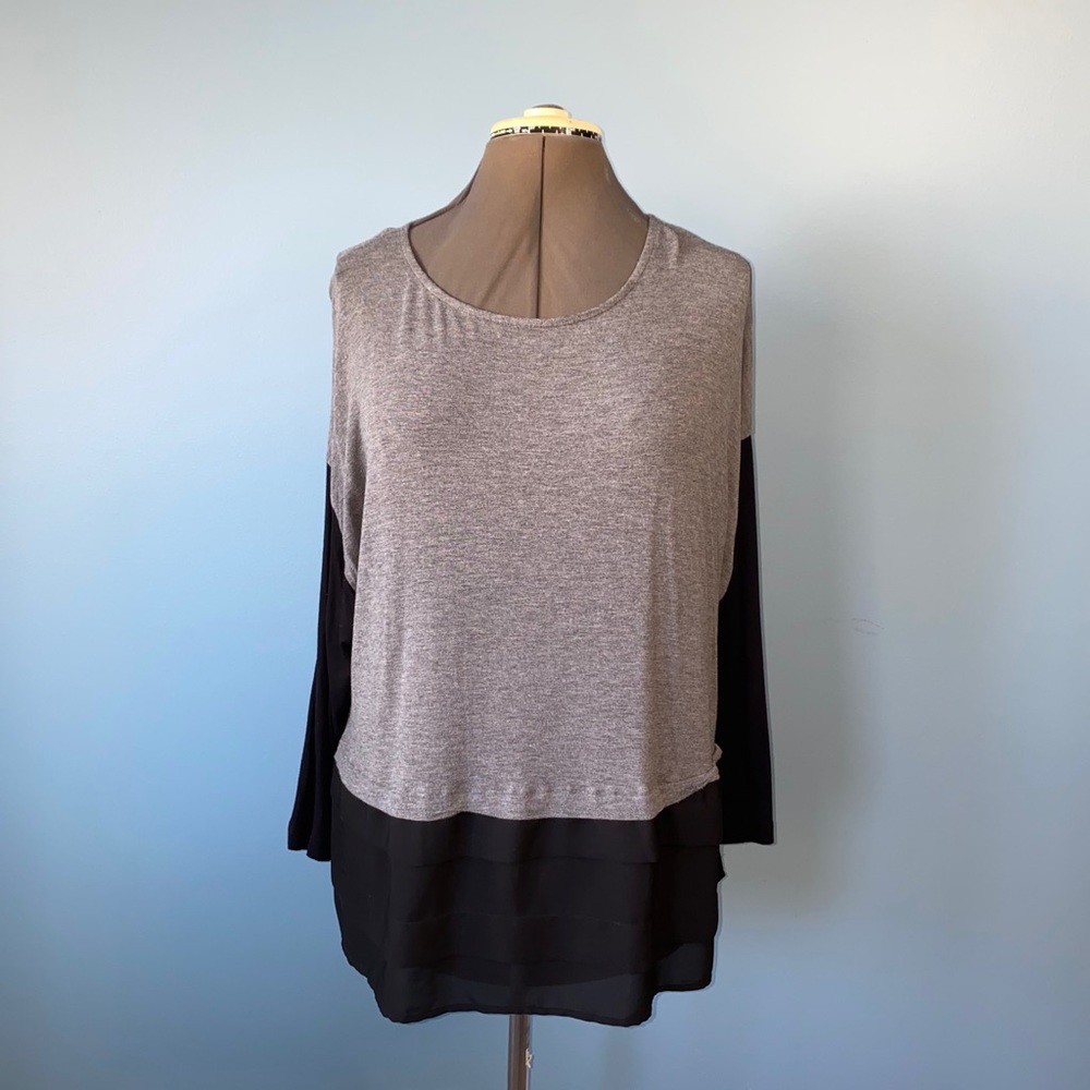 Apt 9 Gray and Black Color-block Top